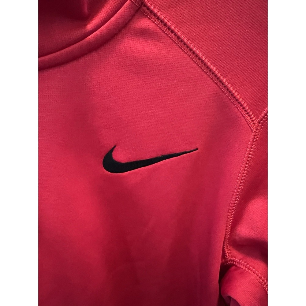 Nike KO Therma-fit Mock Quarter Zip Pullover Fleece Mens Small Red Black Swoosh - Picture 2 of 8